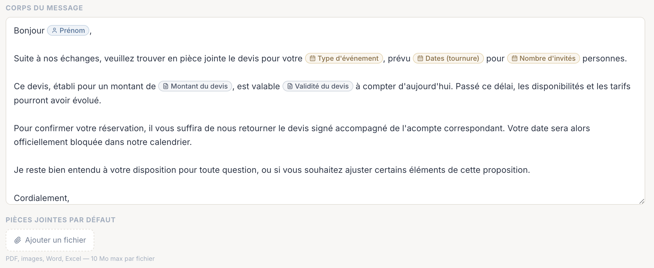 Email pré-rempli personnalisé dans Venly